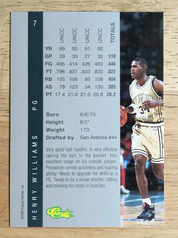 1992 Classic Four Sport #7 Henry Williams