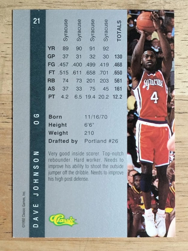 1992 Classic Four Sport #21 Dave Johnson