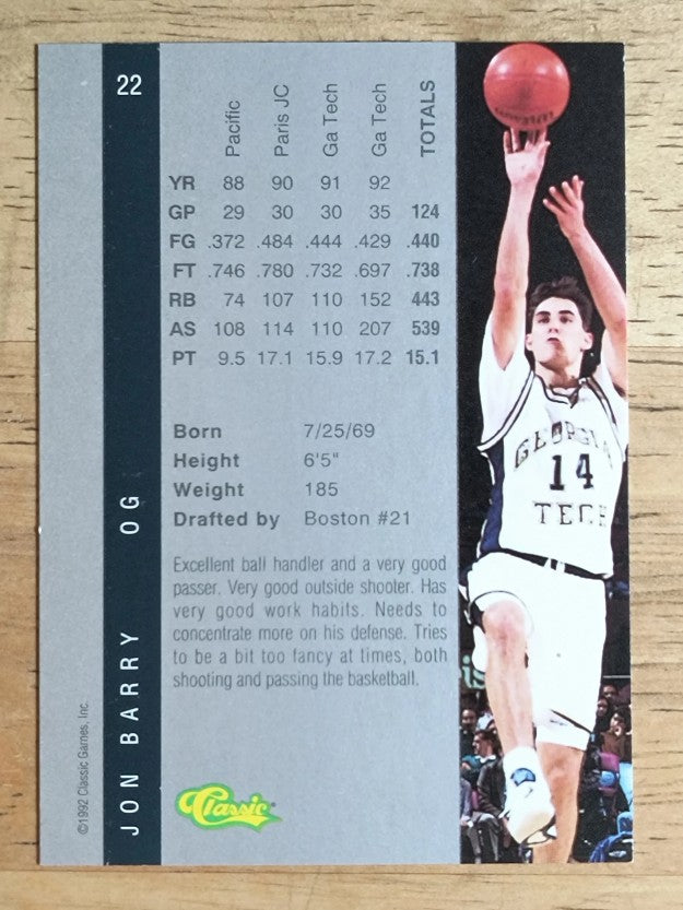 1992 Classic Four Sport #22 Jon Barry