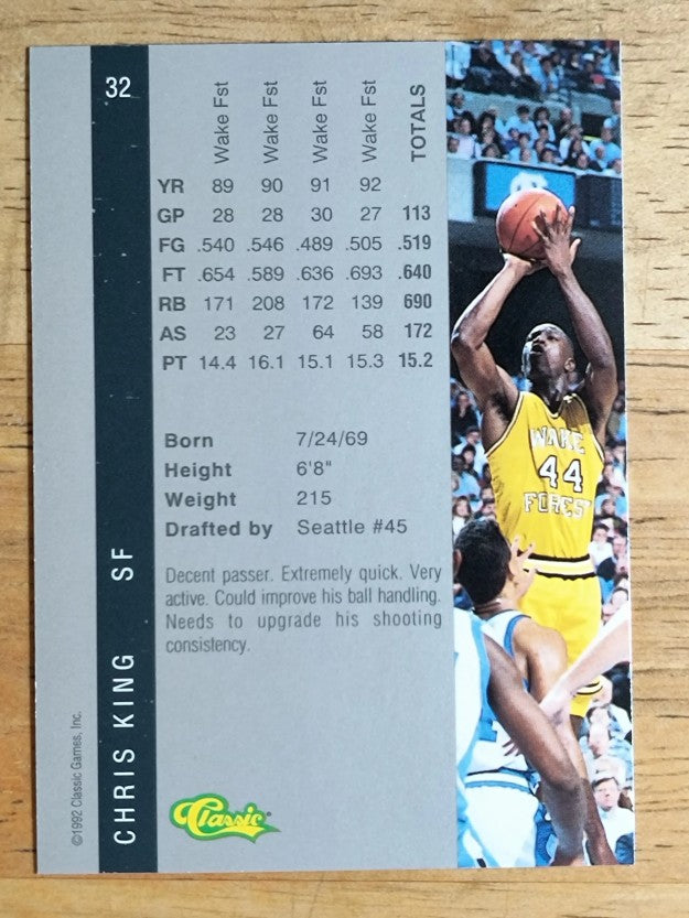 1992 Classic Four Sport #32 Chris King