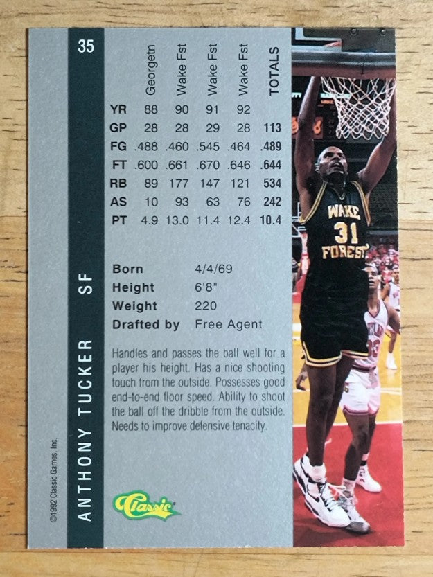 1992 Classic Four Sport #35 Anthony Tucker