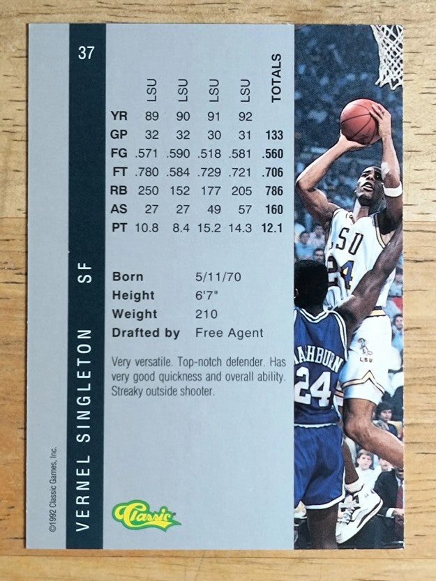 1992 Classic Four Sport #37 Vernel Singleton