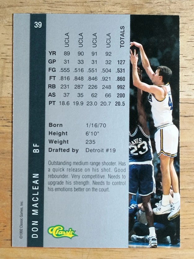 1992 Classic Four Sport #39 Don MacLean