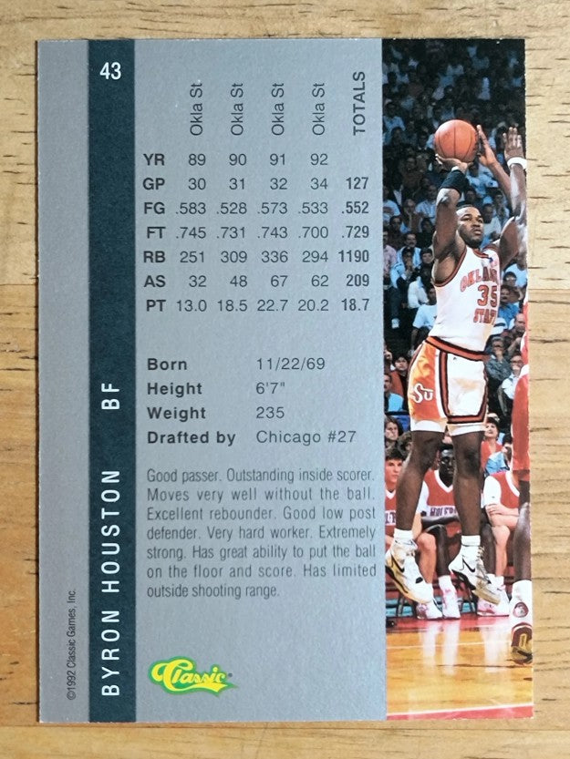 1992 Classic Four Sport #43 Byron Houston