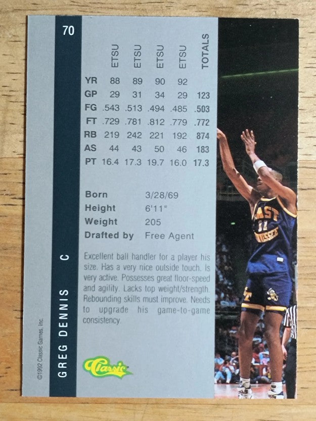1992 Classic Four Sport #70 Greg Dennis