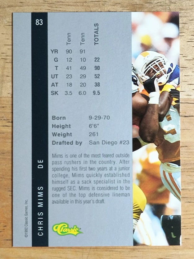 1992 Classic Four Sport #83 Chris Mims