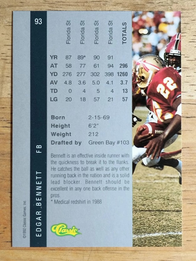 1992 Classic Four Sport #93 Edgar Bennett