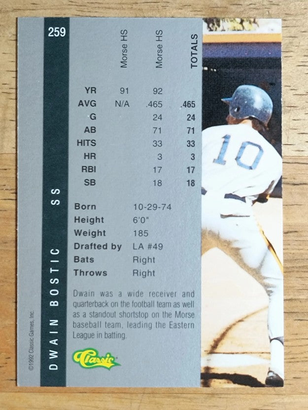 1992 Classic Four Sport #259 Dwain Bostic
