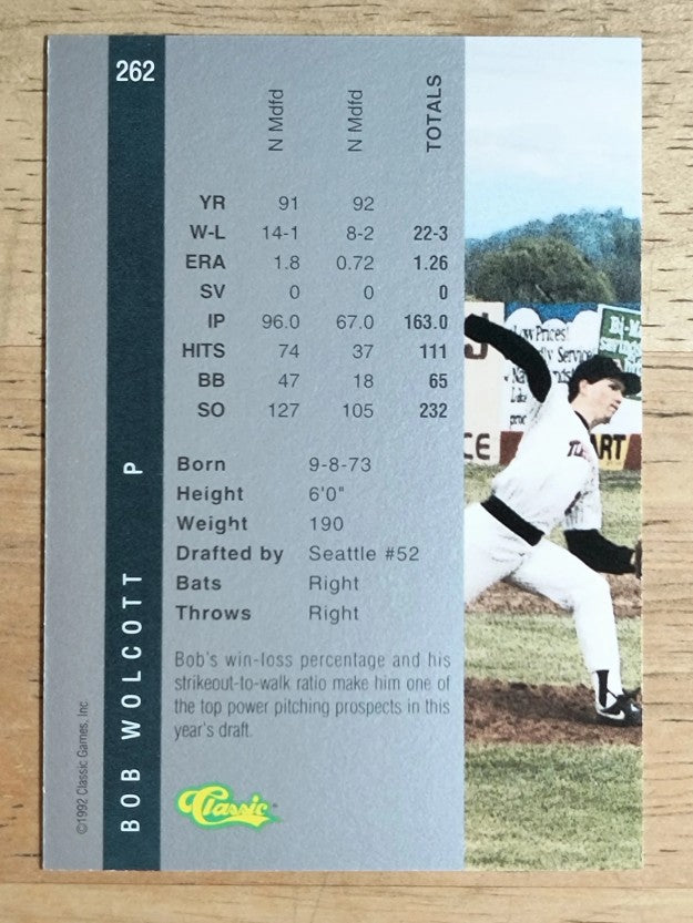 1992 Classic Four Sport #262 Bob Wolcott