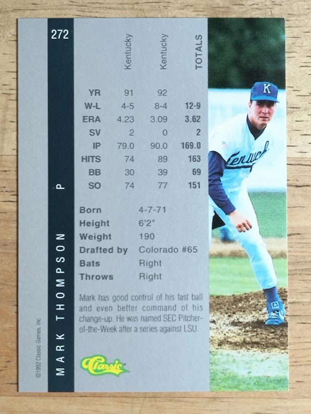 1992 Classic Four Sport #272 Mark Thompson