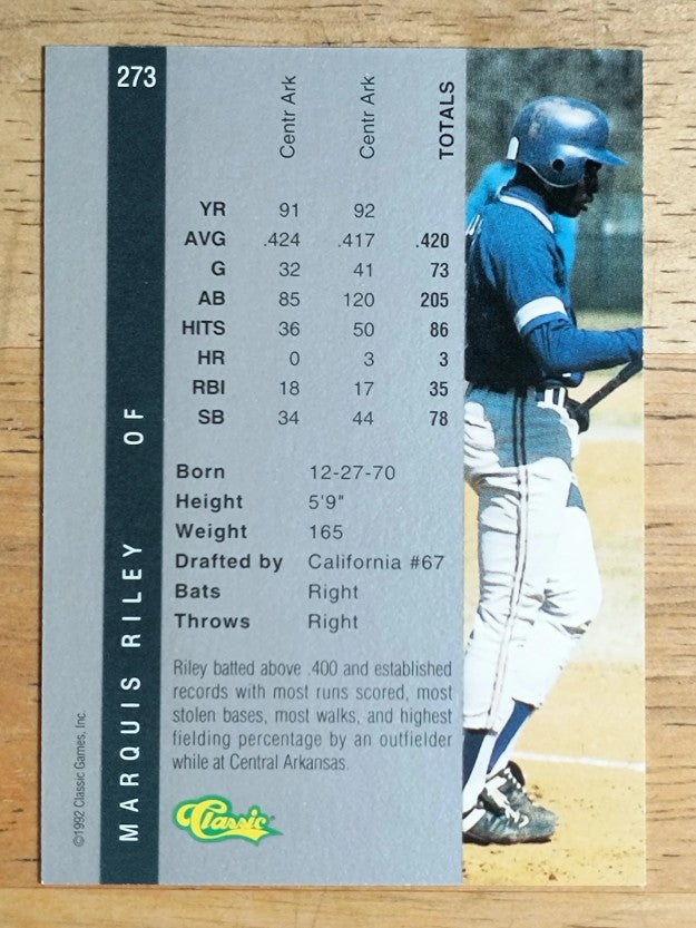 1992 Classic Four Sport #273 Marquis Riley