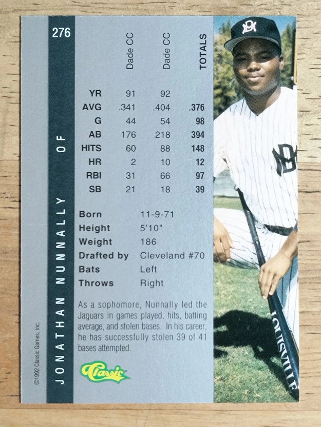 1992 Classic Four Sport #276 Jon Nunnally