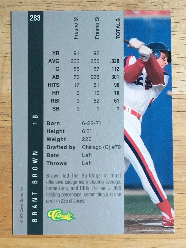 1992 Classic Four Sport #283 Brant Brown