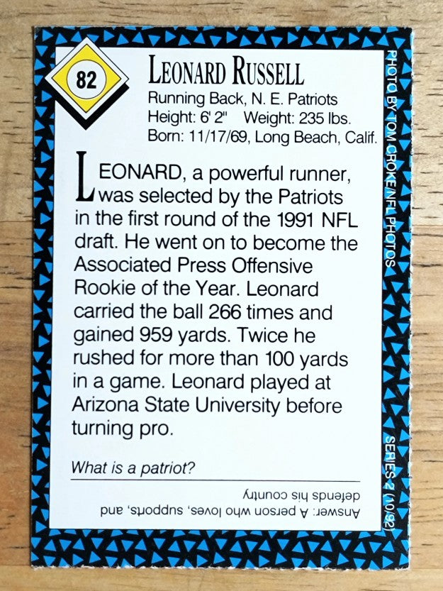 1992 Sports Illustrated for Kids II #82 Leonard Russell FB