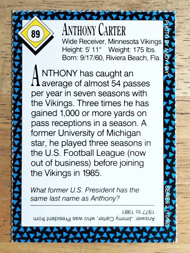 1992 Sports Illustrated for Kids II #89 Anthony Carter FB