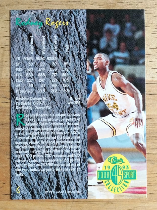 1993 Classic Four Sport #6 Rodney Rogers