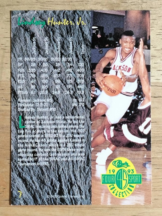 1993 Classic Four Sport #7 Lindsey Hunter