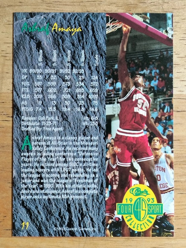 1993 Classic Four Sport #11 Ashraf Amaya