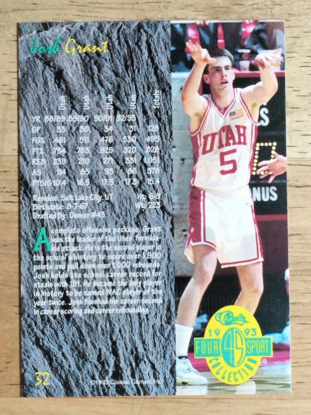 1993 Classic Four Sport #32 Josh Grant