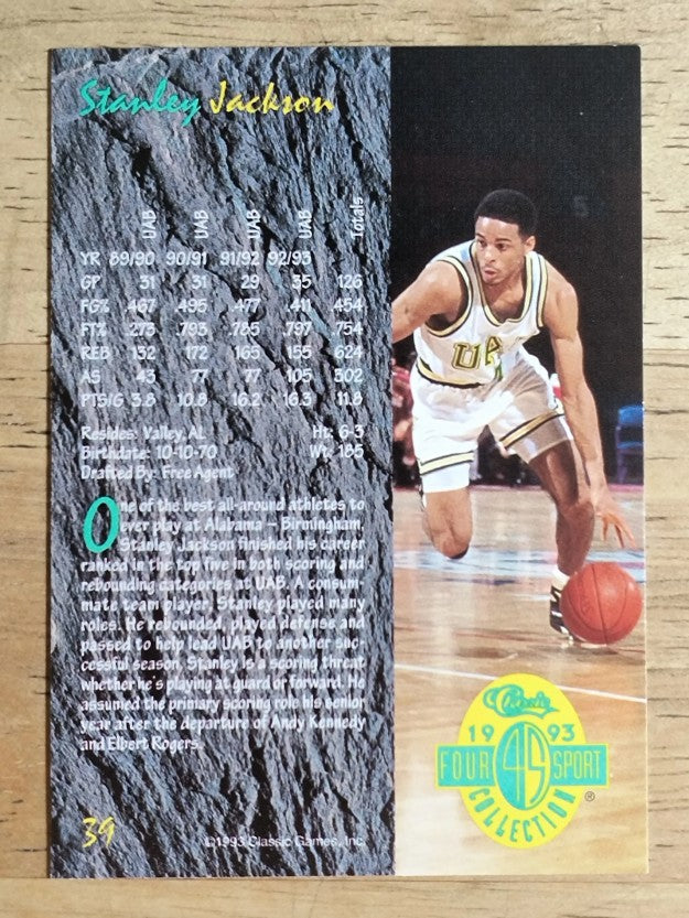 1993 Classic Four Sport #39 Stanley Jackson