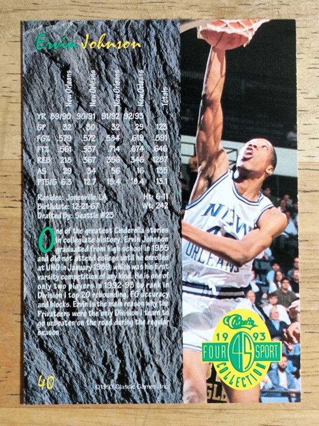 1993 Classic Four Sport #40 Ervin Johnson
