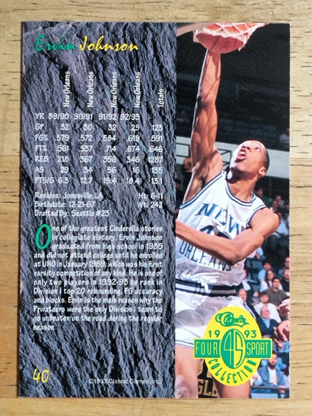 1993 Classic Four Sport #40 Ervin Johnson