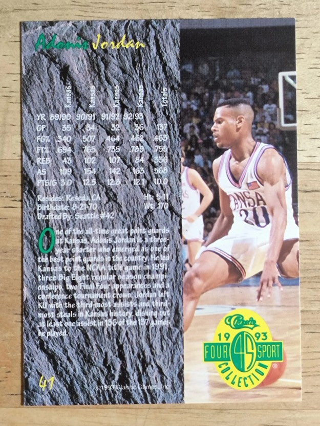 1993 Classic Four Sport #41 Adonis Jordan