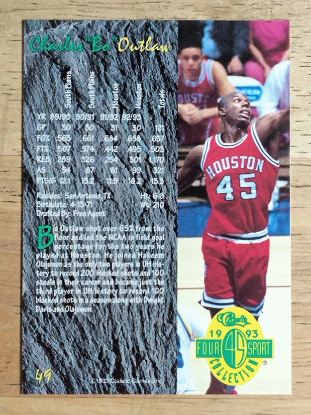 1993 Classic Four Sport #49 Charles Bo Outlaw