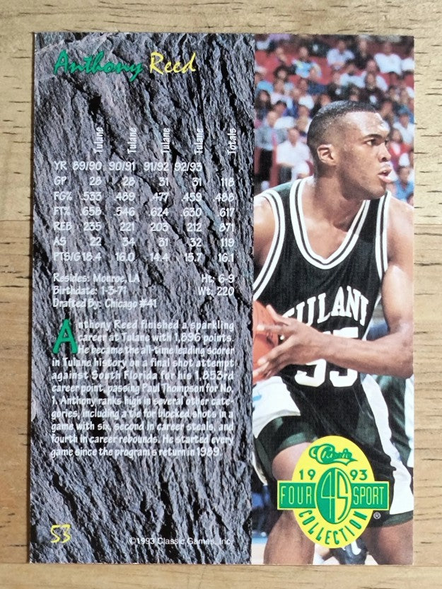 1993 Classic Four Sport #53 Anthony Reed