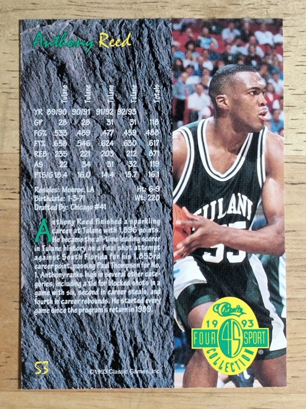 1993 Classic Four Sport #53 Anthony Reed