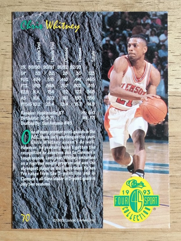 1993 Classic Four Sport #70 Chris Whitney