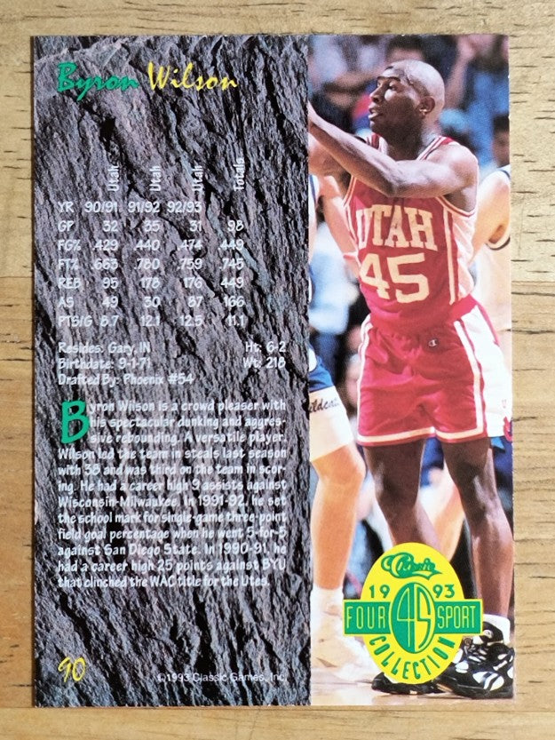 1993 Classic Four Sport #90 Byron Wilson