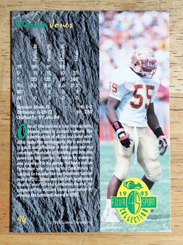 1993 Classic Four Sport #94 Marvin Jones