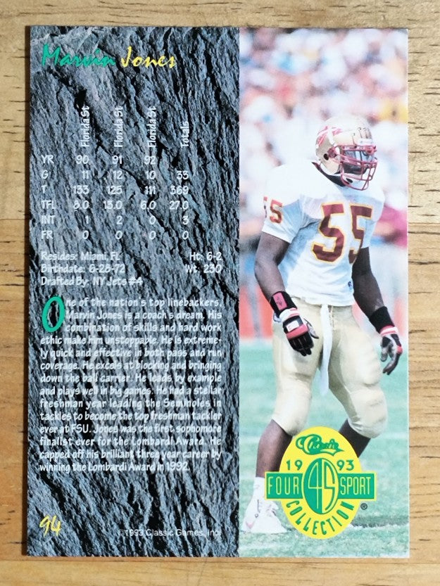 1993 Classic Four Sport #94 Marvin Jones