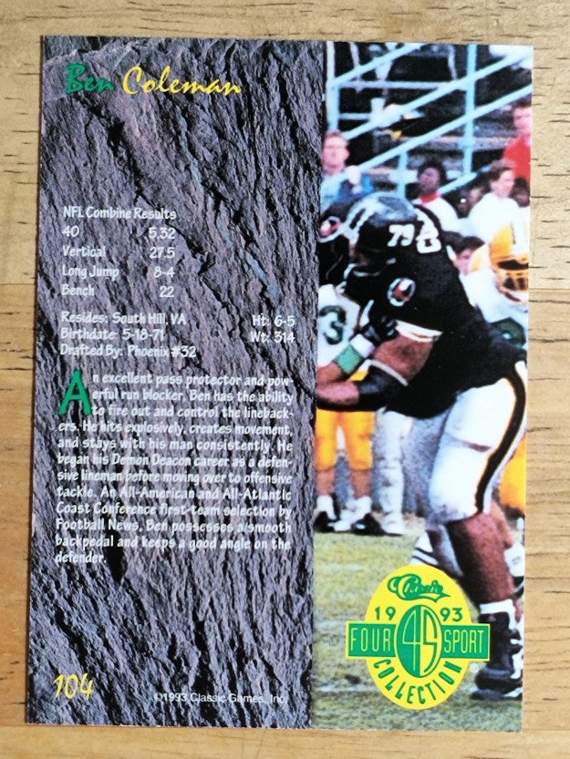 1993 Classic Four Sport #104 Ben Coleman