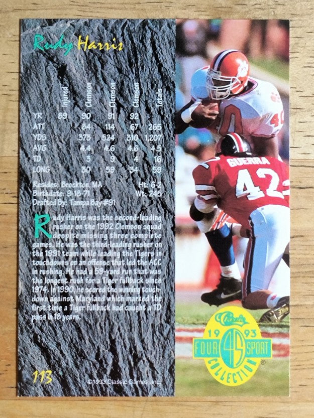 1993 Classic Four Sport #113 Rudy Harris
