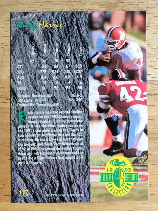 1993 Classic Four Sport #113 Rudy Harris