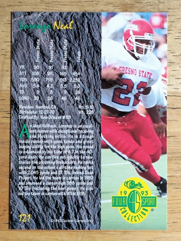 1993 Classic Four Sport #121 Lorenzo Neal