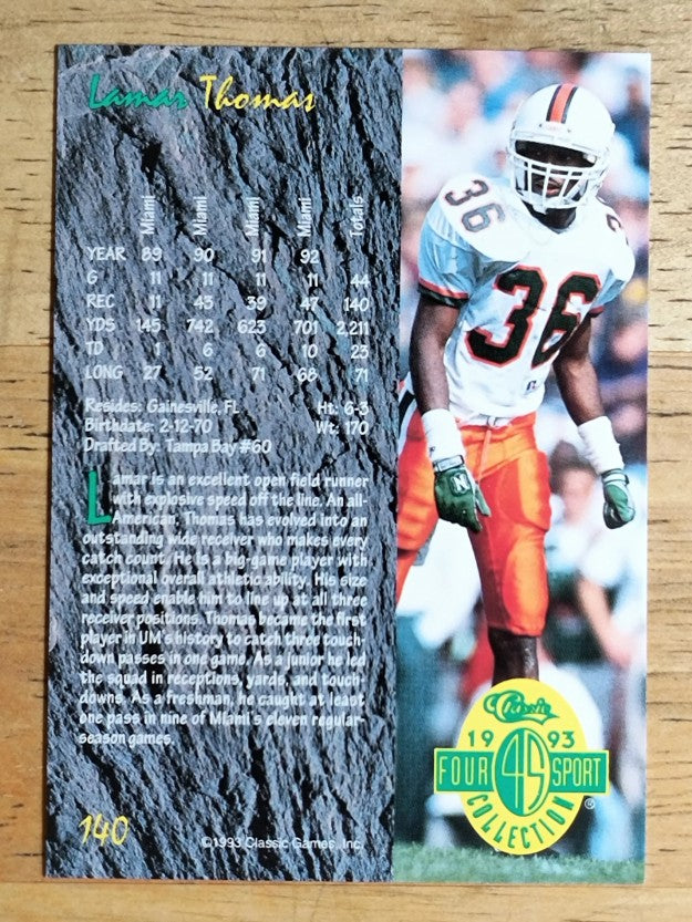 1993 Classic Four Sport #140 Lamar Thomas