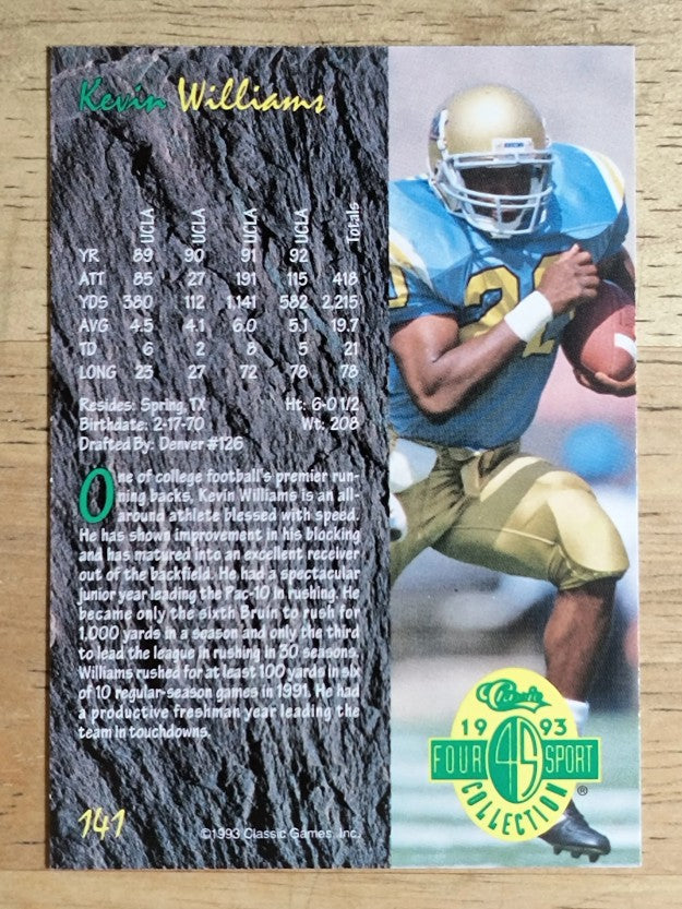 1993 Classic Four Sport #141 Kevin Williams RB