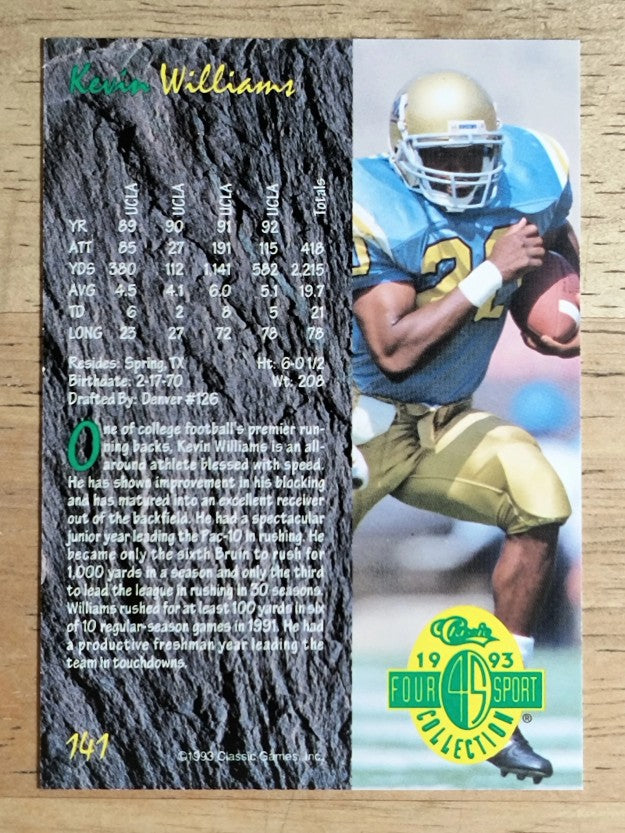 1993 Classic Four Sport #141 Kevin Williams RB