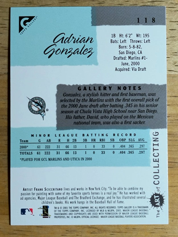 2001 Topps Gallery #118 Adrian Gonzalez
