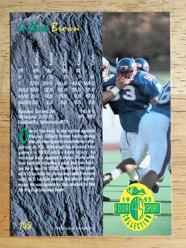 1993 Classic Four Sport #148 Gilbert Brown