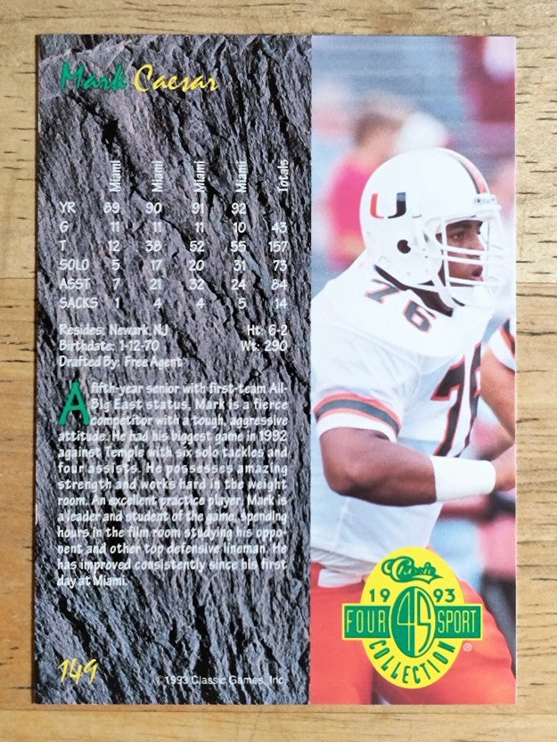 1993 Classic Four Sport #149 Mark Caesar
