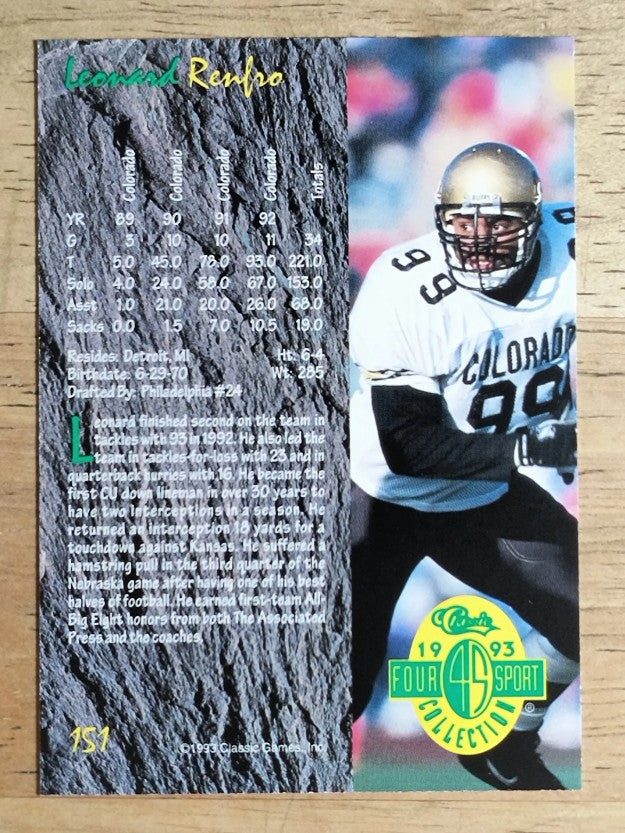 1993 Classic Four Sport #151 Leonard Renfro