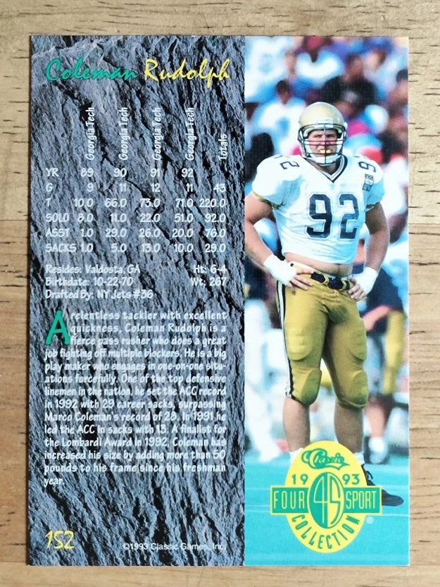 1993 Classic Four Sport #152 Coleman Rudolph