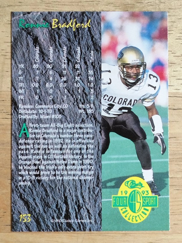1993 Classic Four Sport #153 Ronnie Bradford