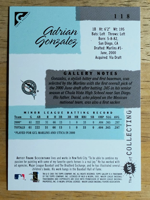 2001 Topps Gallery #118 Adrian Gonzalez