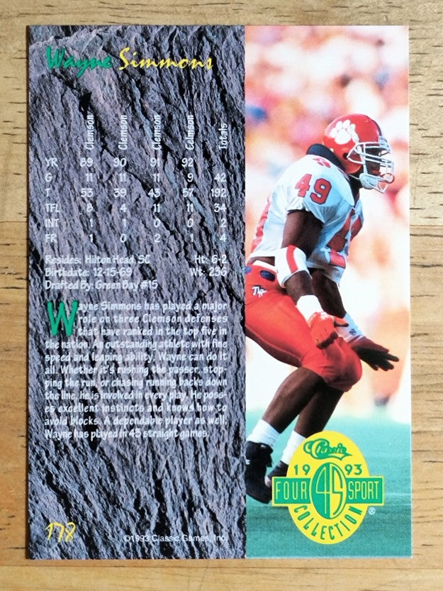 1993 Classic Four Sport #178 Wayne Simmons