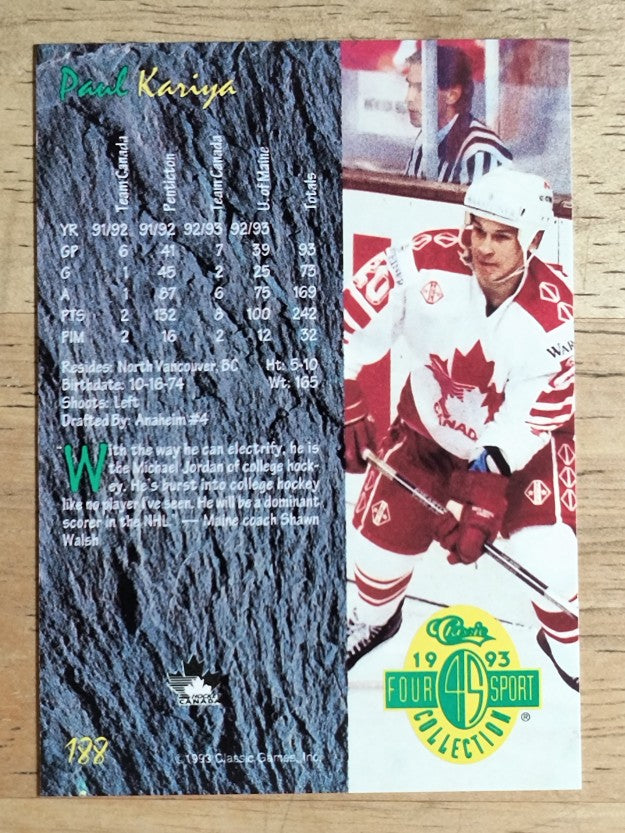 1993 Classic Four Sport #188 Paul Kariya